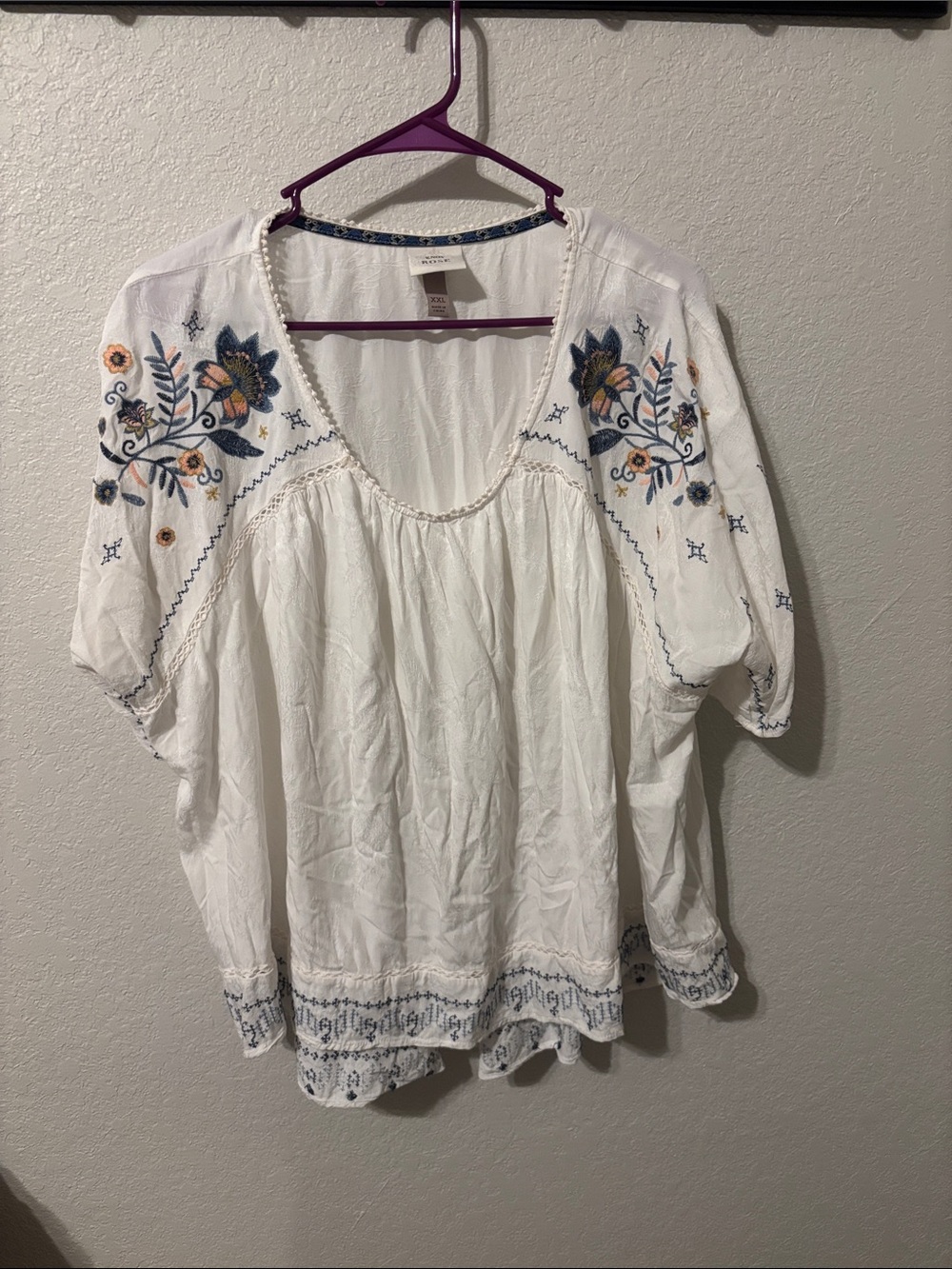 Knox Rose 2X Blouse with Embroidery